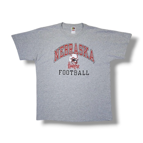 Vintage Nebraska Huskers Football Gray Fruit Of The Loom T-Shirt Size XL - Picture 1 of 11